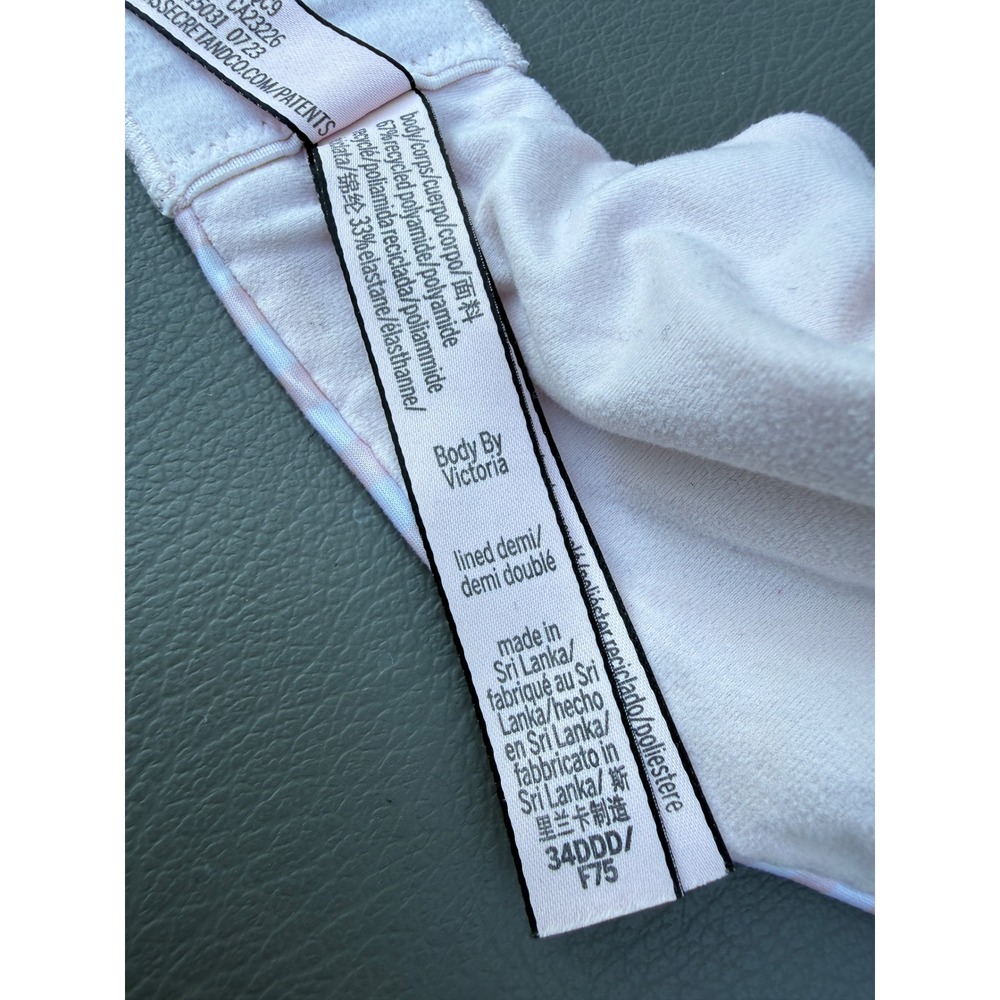 Victoria's Secret Body By Victoria Lined Demi Bra Pink White Stripe 34DDD F75 - Picture 5 of 5